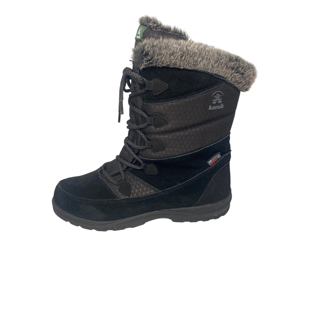 Kamik Polarwide Black Waterproof Winter Boots Faux Fur Snow Cozy Warm Womens 9